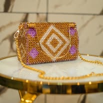 Golden Geo Beaded Clutch